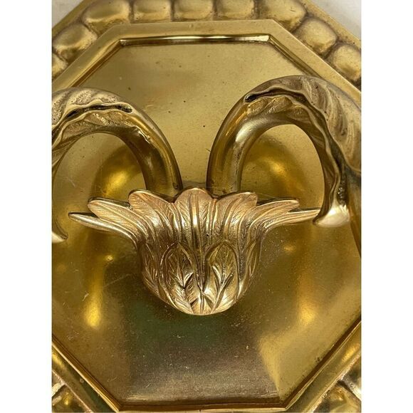 Antique Solid Brass Wall Sconse 2 Light Arm Artichoke Floral Design - Picture 5 of 7